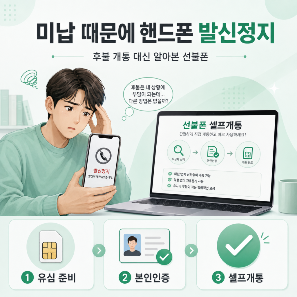 핸드폰 발신정지 상태에서 선불폰 개통하는 방법｜통신비 미납 시 준비물과 셀프개통 절차