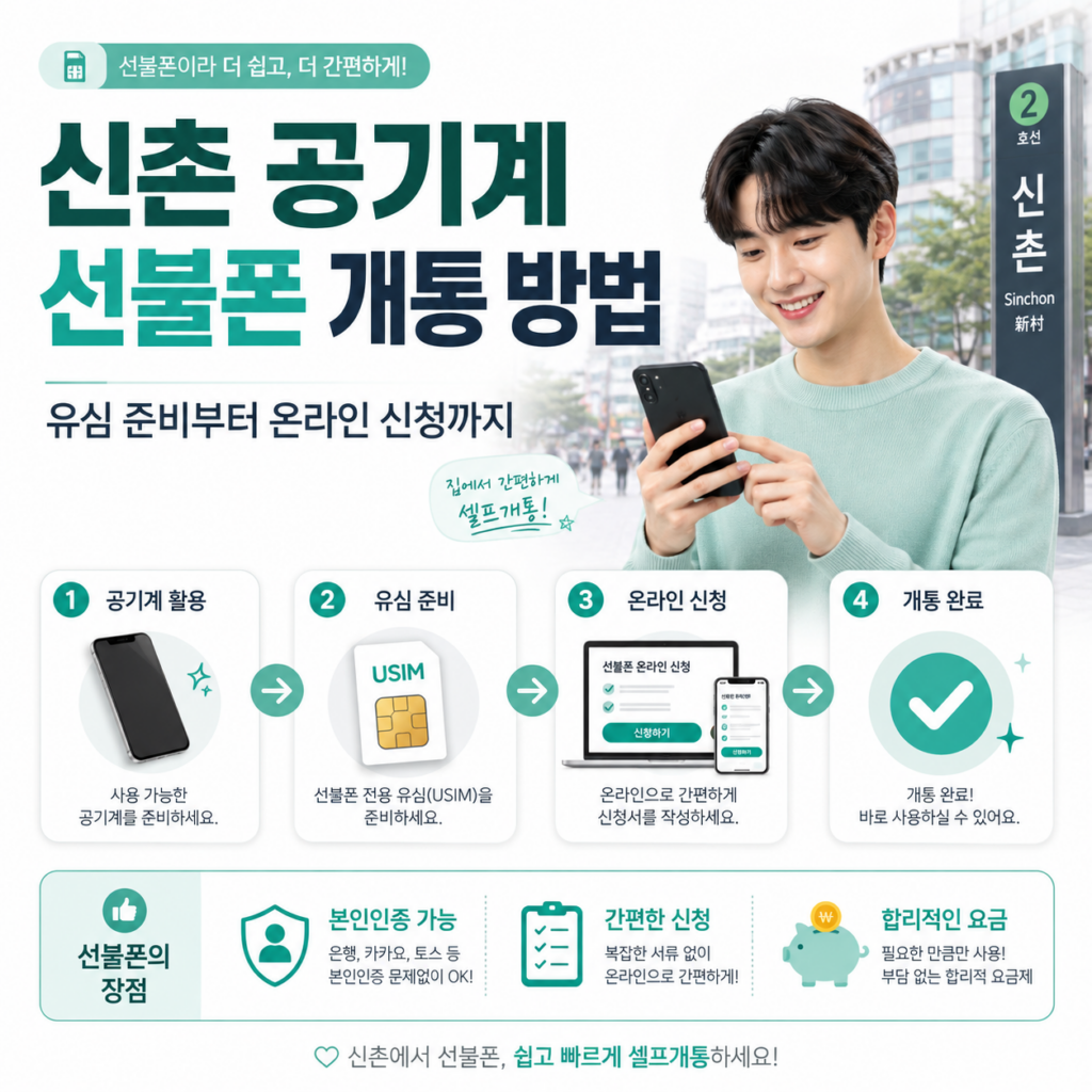 신촌 공기계 선불폰 개통 방법｜유심 준비부터 온라인 신청까지