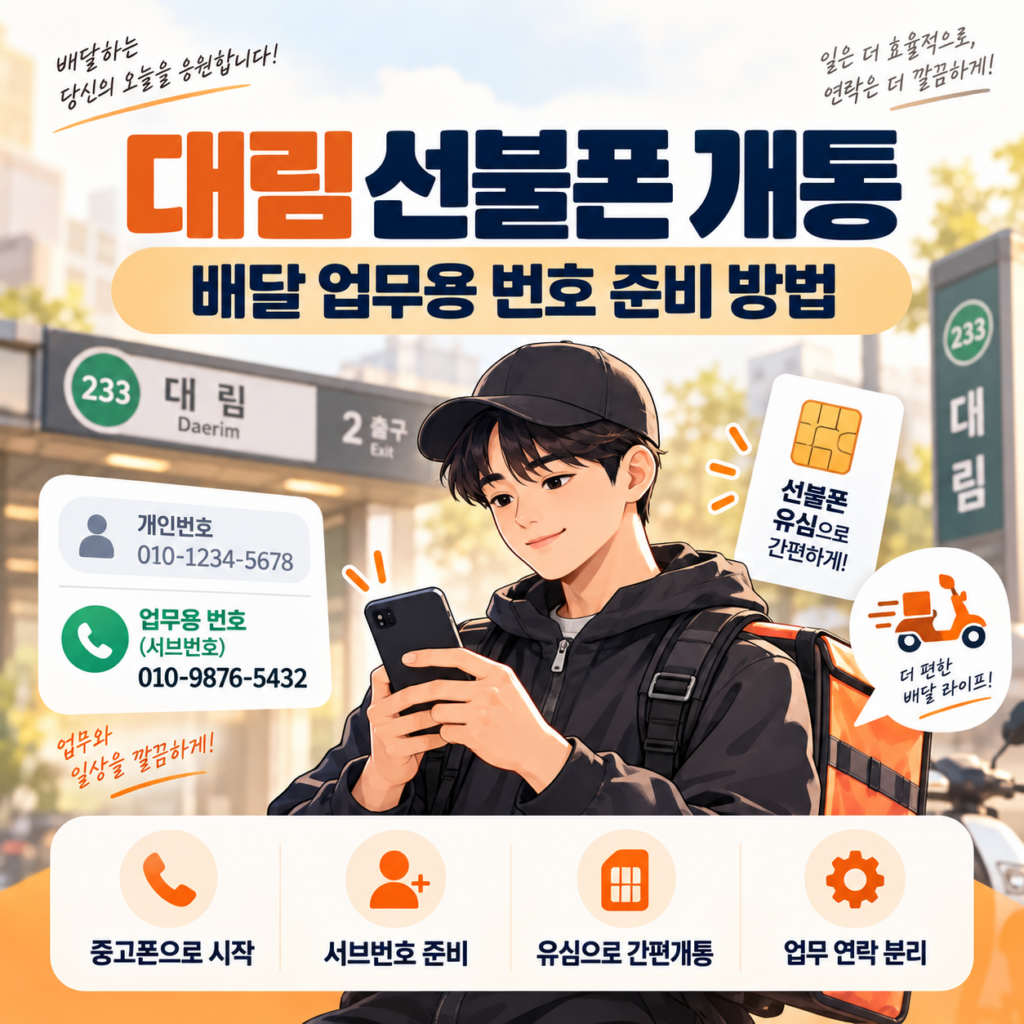대림 선불폰 개통｜배달 업무용 번호 중고폰으로 준비하는 방법