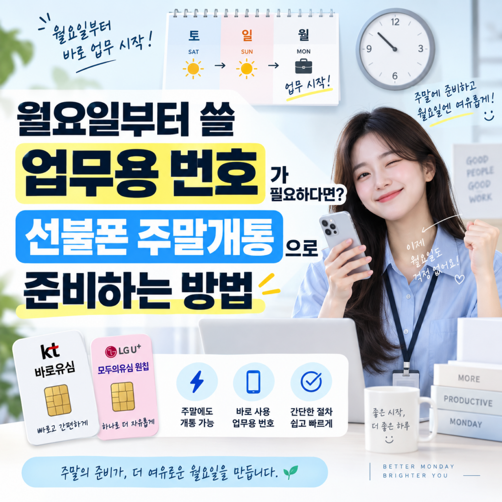 선불폰 주말개통 방법｜월요일 업무용 번호 준비물과 셀프개통 순서