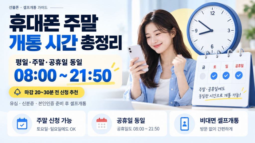 휴대폰 주말 개통 가능할까? 토·일·공휴일 신청시간과 마감 전 체크사항