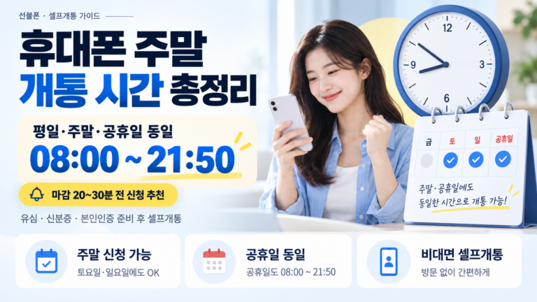 휴대폰 주말 개통 가능할까? 토·일·공휴일 신청시간과 마감 전 체크사항