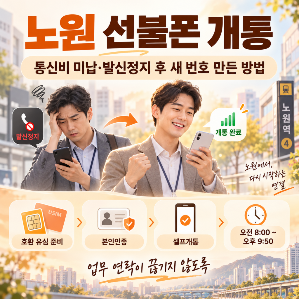 노원 선불폰 개통 통신비 미납·발신정지 후 새 번호 만든 사례
