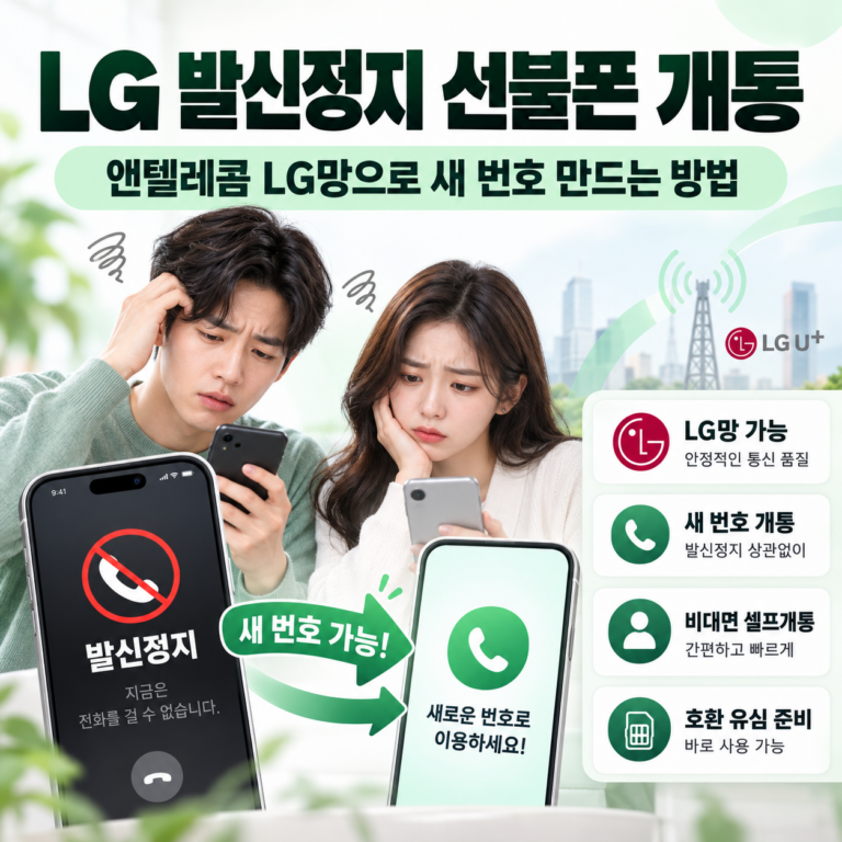 LG 발신정지 선불폰 개통 앤텔레콤 LG망으로 새 번호 만드는 방법