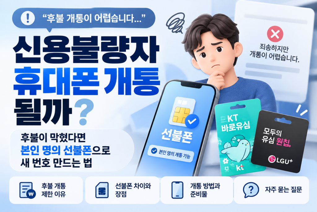 신용불량자 휴대폰 개통 가능할까? 본인 명의 선불폰으로 새 번호 만드는 방법