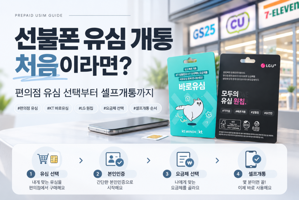 선불폰 유심 개통 방법 편의점 유심 선택·준비물·셀프개통 순서